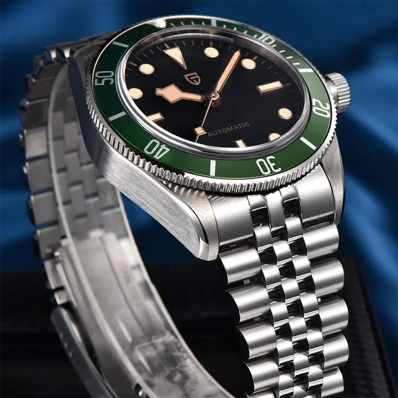 Pagani Design Black Bay Black Dial Green Bezel Men's Watch- PD-1812